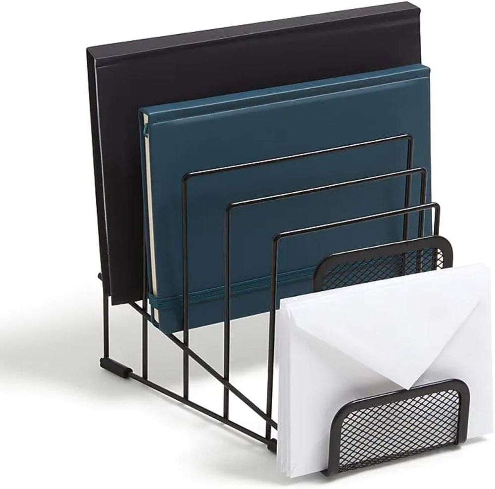 Metal Incline Desktop File Sorter with Multi-Tier Wire Organizer for Office Papers