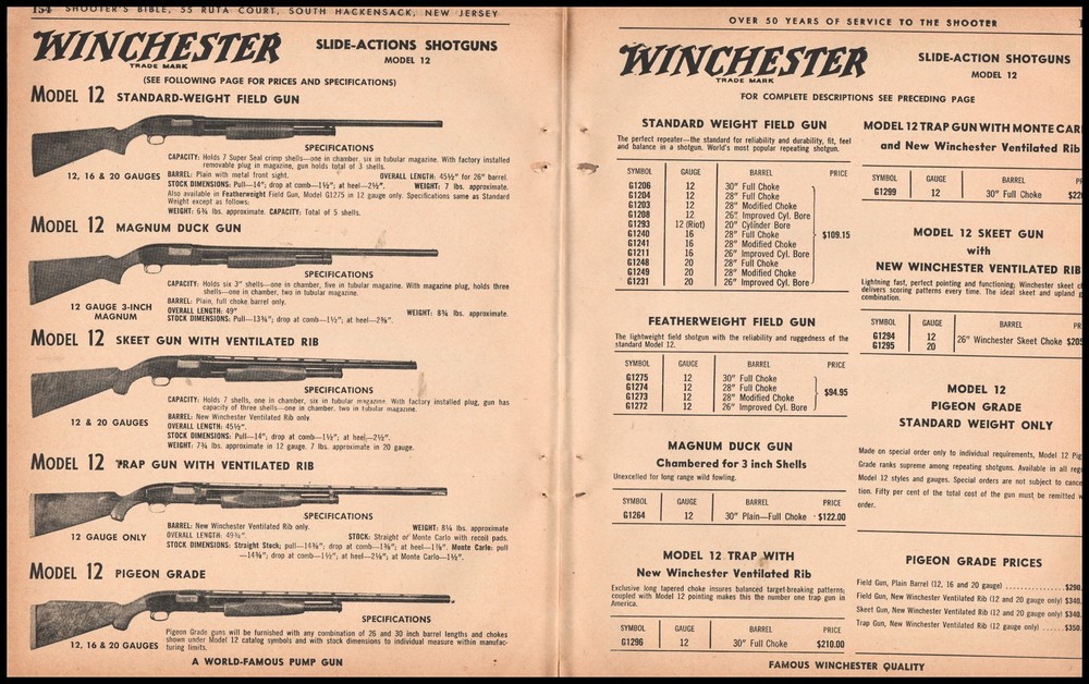 1963 WINCHESTER 12 Field, Magnum Duck Gun, Skeet, Trap, Pigeon 2pg  Shotgun AD