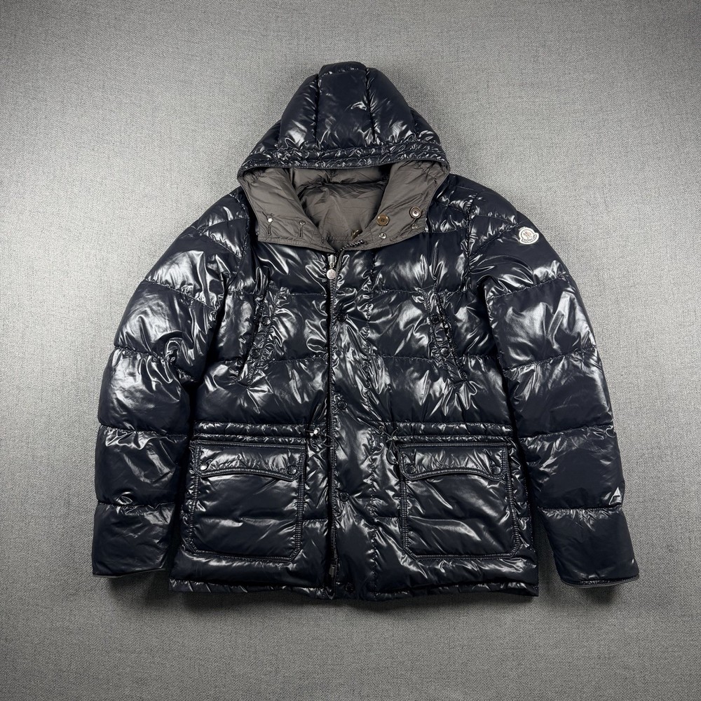 Moncler Hollywood Reversible Size 5 Down Jacket Hooded Black Brown Puffer