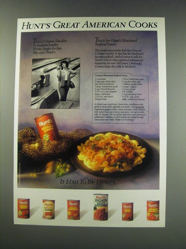 1991 Hunt's Tomato Paste Ad - Recipe for Connee's Maryland Seafood Sauce