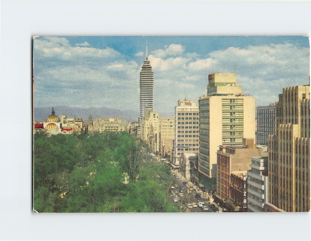 Postcard View of Mexico City looking down Juárez Ave. Mexico City Mexico
