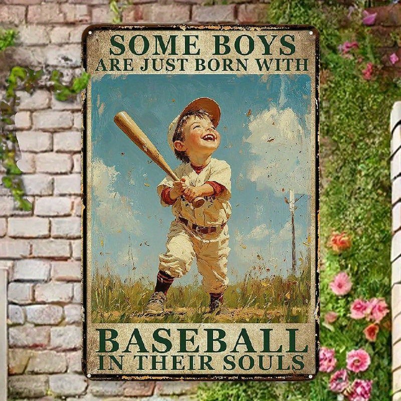 Baseball Metal Tin Sign Vintage Baseball Poster Baseball Wall Decor For Boys Roo