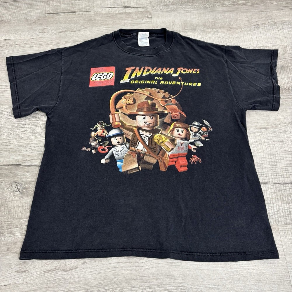 2000s Lego Indiana Jones The Original Adventures Black Promo T-Shirt Mens Large