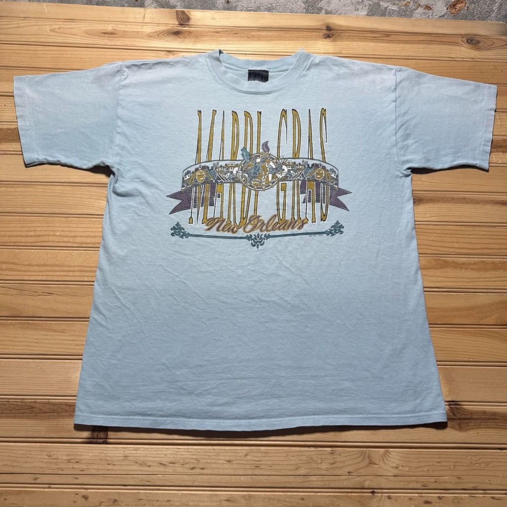 Vintage 1993 Mardi Gras New Orleans Louisiana Carnival Graphic T-Shirt USA Large