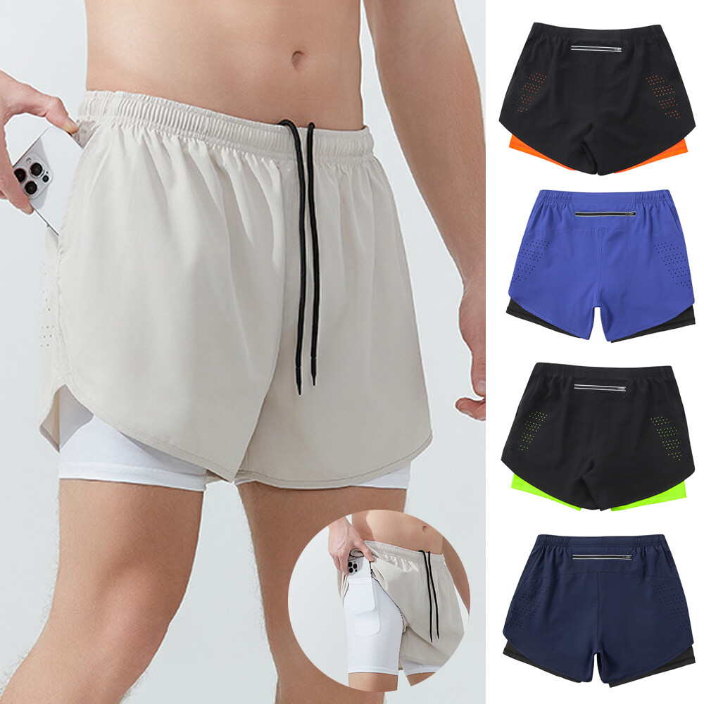 Men's Quick-Dry Loose Fit Running Shorts with Double Layer for Gym Workouts