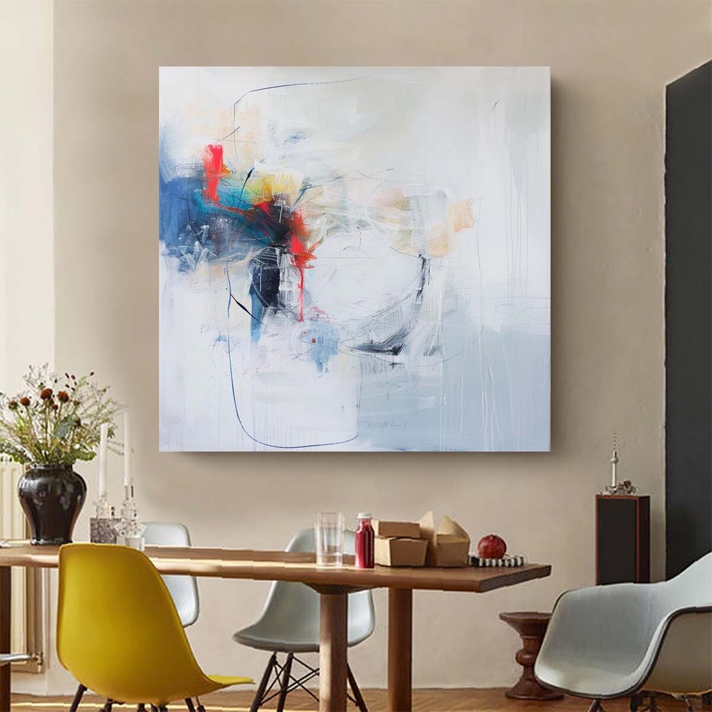 Large Abstract Painting Canvas Painting Modern artwork Living Room Gream Blue