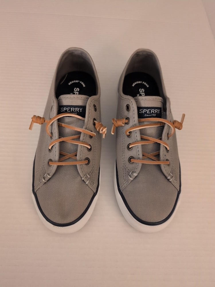 Sperry Top-Sider Women's Pier View Grey Canvas Sneakers STS95729 Size 14