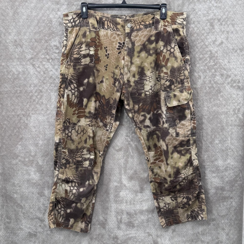 Kryptek Pants Mens XL Brown Camo Cargo Canvas Hunting Outdoor Tactical Workwear