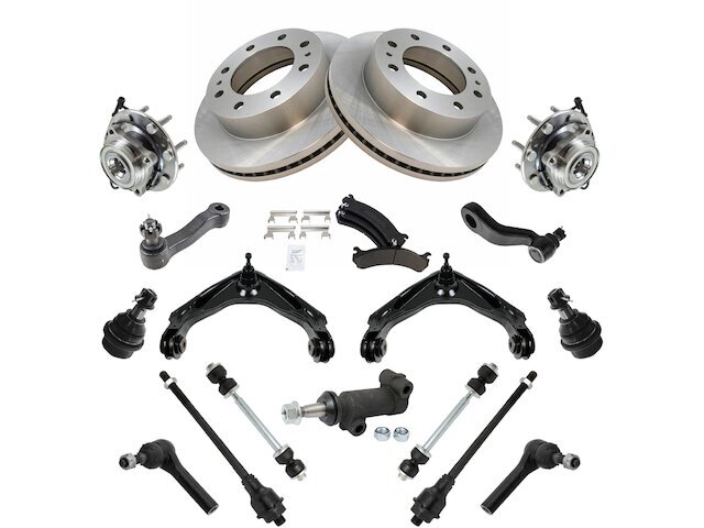 Front Brake Pad Rotor Wheel Hub Control Arm Kit fits H2 2003-2007 4WD 18KWHH