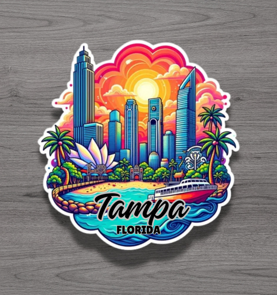 Tampa Florida Fridge Magnet or Laptop Sticker