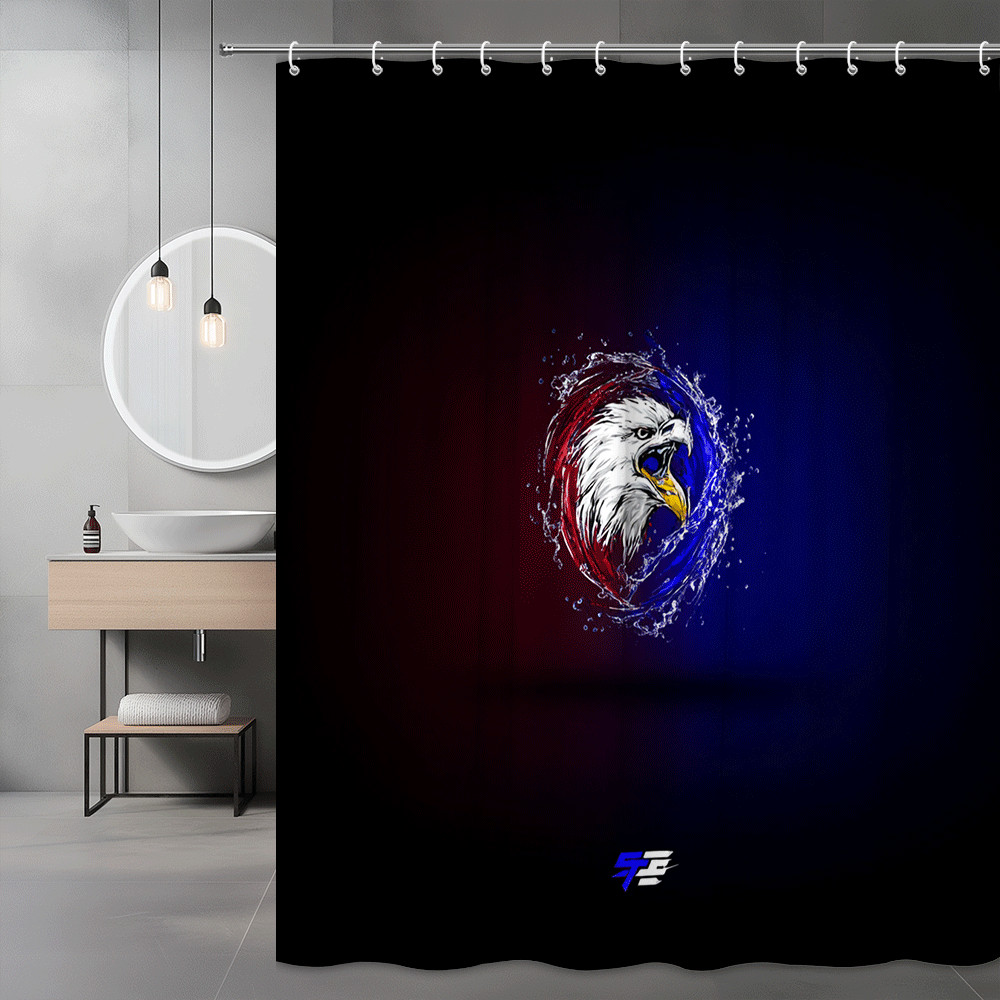 Eagle Head Shower Curtain Red Blue Graphic Print