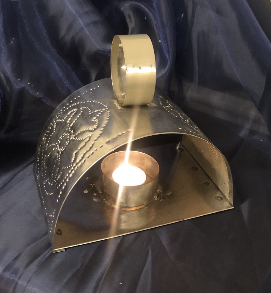 Punched Tin French Countrytea Light Candle Lantern Holder