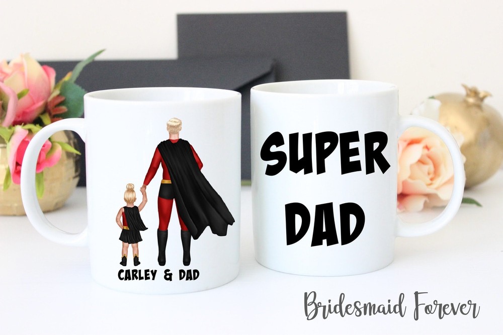 Fathers Day Gift Fathers Day Mug Super Dad Father Daughter Gift Gift For Dad