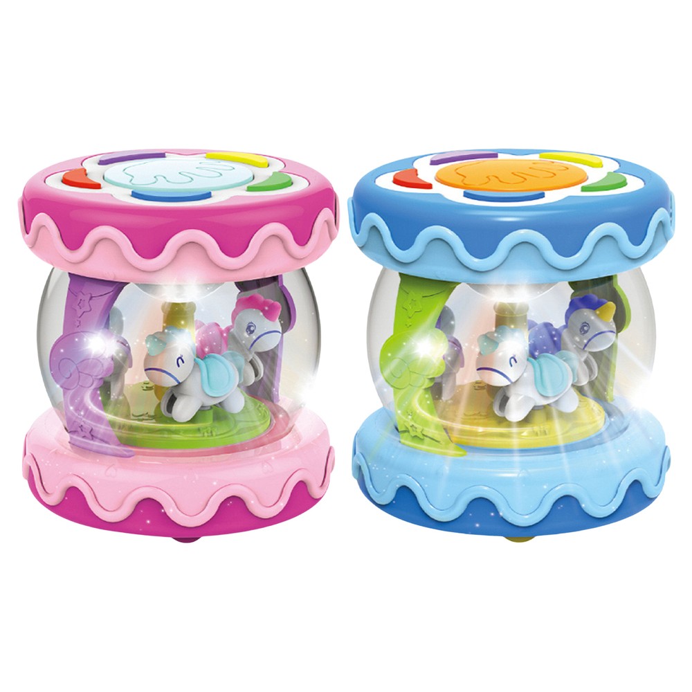 1pc Carousel Music Light Up Drum Toy Baby Music Drum Rotating Light Up Baby Toy