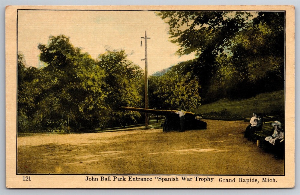 Spanish War Trophy Entrance John Ball Park Grand Rapids MI C1910's Postcard N25