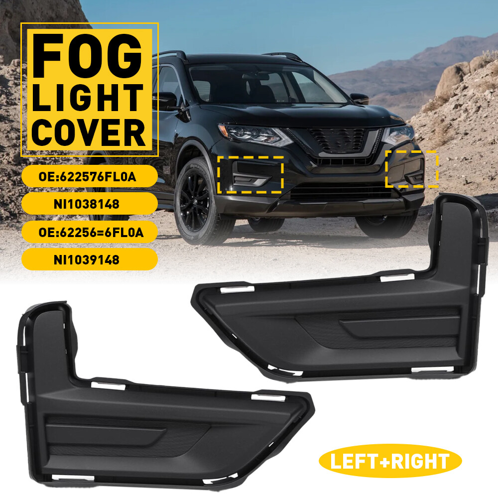 Car Front Bumper Fog Light Cover Left & Right Side For 2017-2020 Nissan Rogue