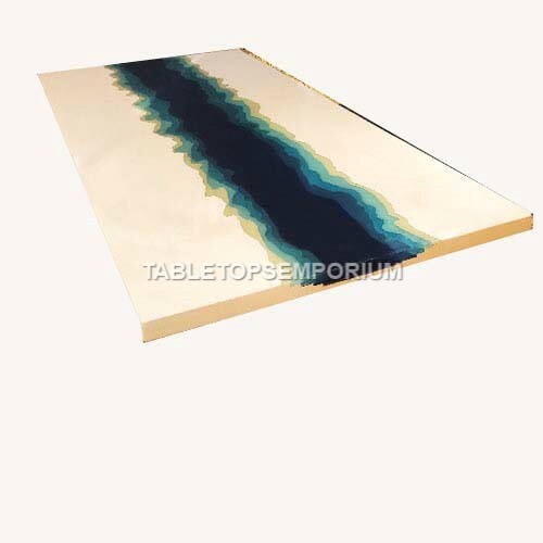 Rectangle Acacia Wood Coffee Dining Table Top Handmade Epoxy Table Outdoor Décor
