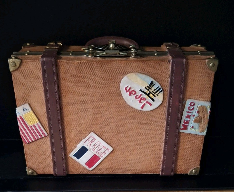 Vintage Suitcase-Style Small Bezel Box 3.5 x 2.75 Inches