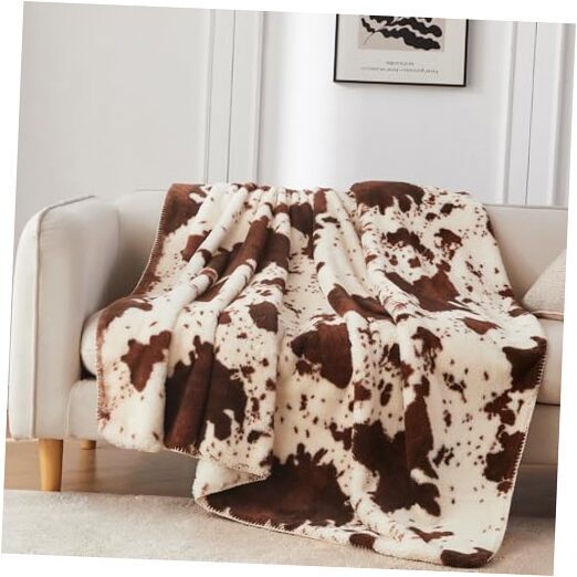 Faux Rabbit Fur Throw Blanket 50x70 Inch – Cow 50