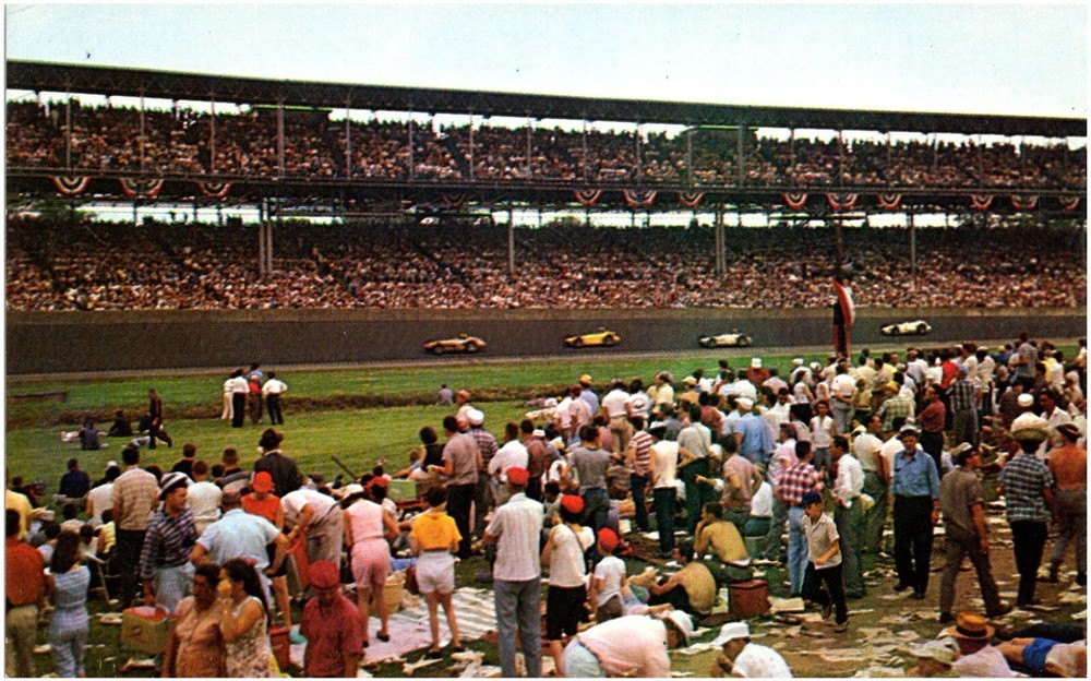 500 Mile Race Indianapolis Motor Speedway Indiana IN 1950s Chrome Postcard