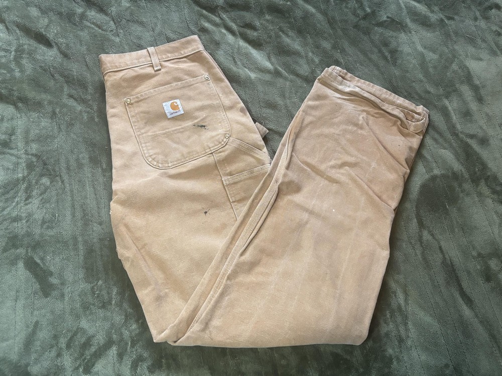 Carhartt Pants Mens 34x34 Brown B01 Canvas Double Knee Carpenter Workwear USA