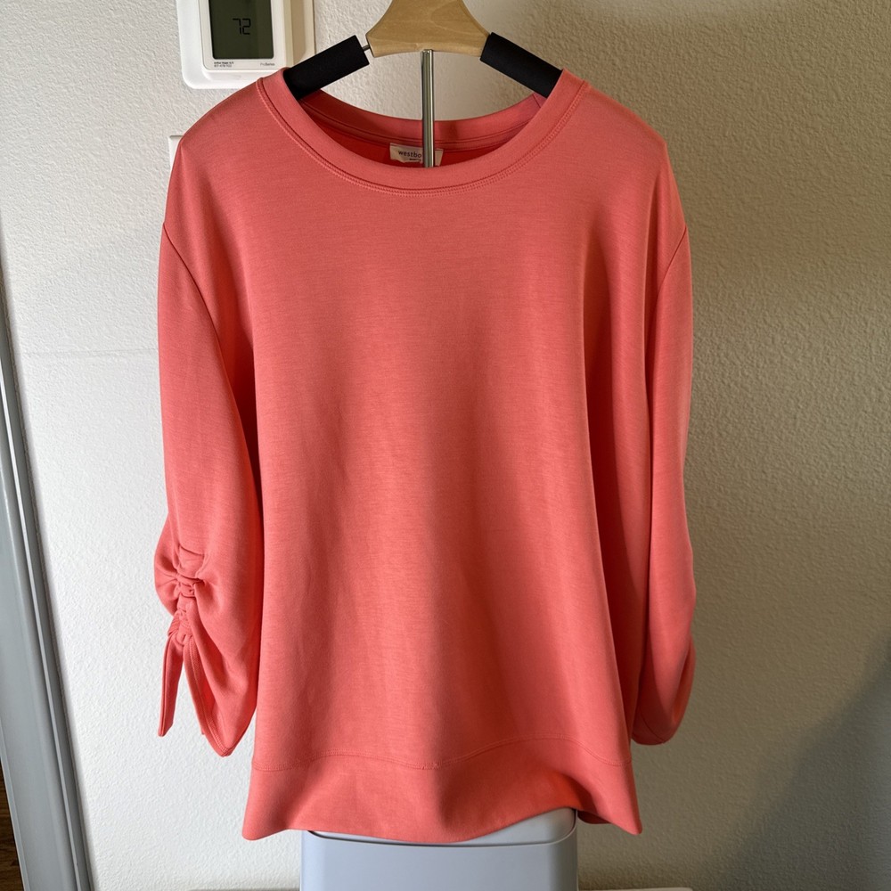 Westbound Women's Round Neck 3/4 Sleeves Pullover Tunic Top Coral Size 3XL