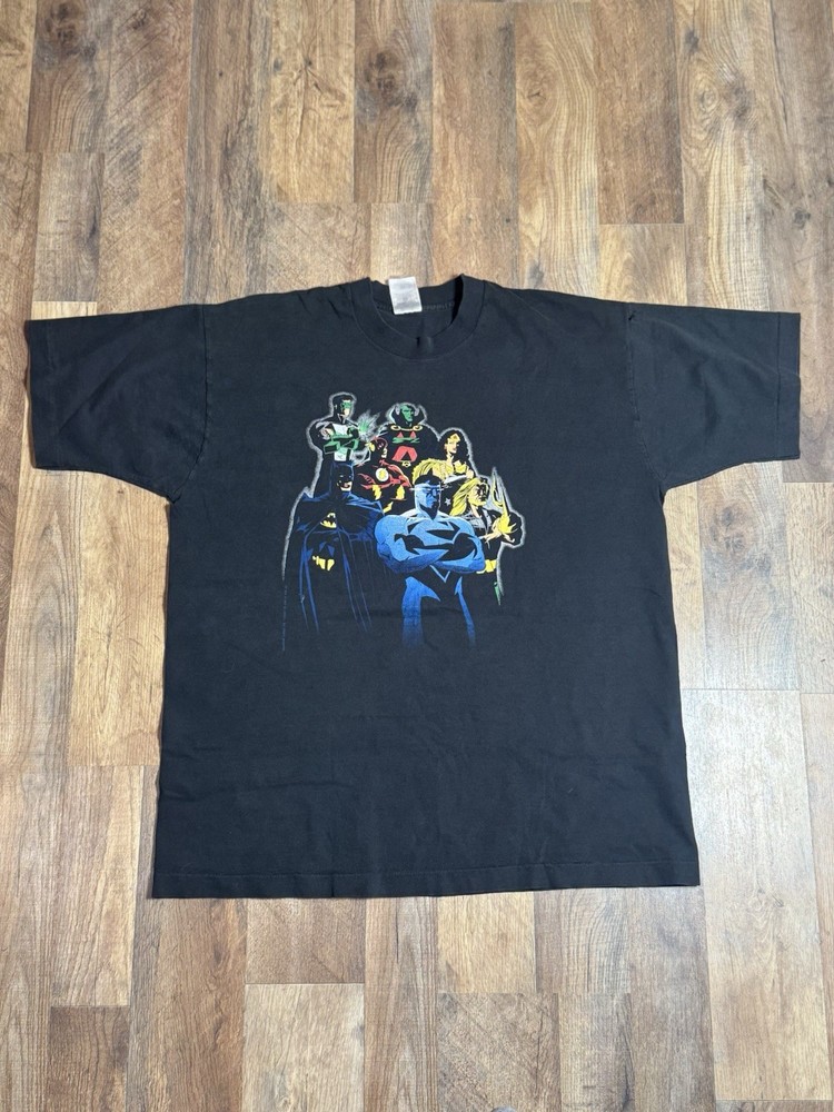 DC Comics Justice League T-Shirt Single Stitch Vintage 90s, Size XL Nice Fade