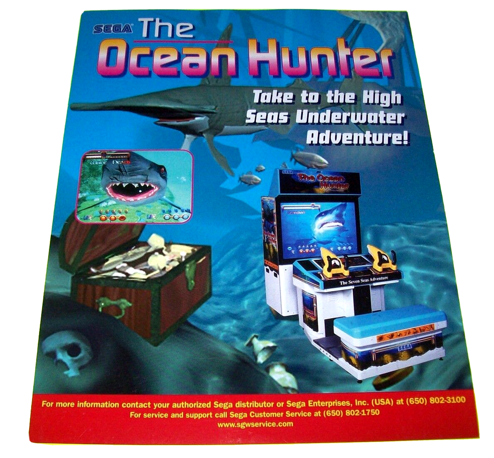 The Ocean Hunter Arcade FLYER Original Video Game Art Jaws Shark Attack Retro