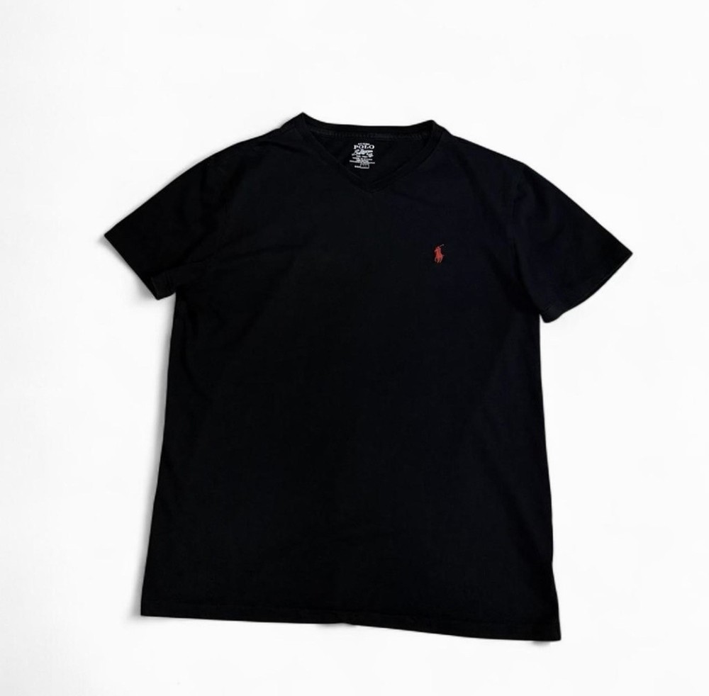 Polo Ralph Lauren Men’s V-Neck T-Shirt Black Red Pony Logo Size M