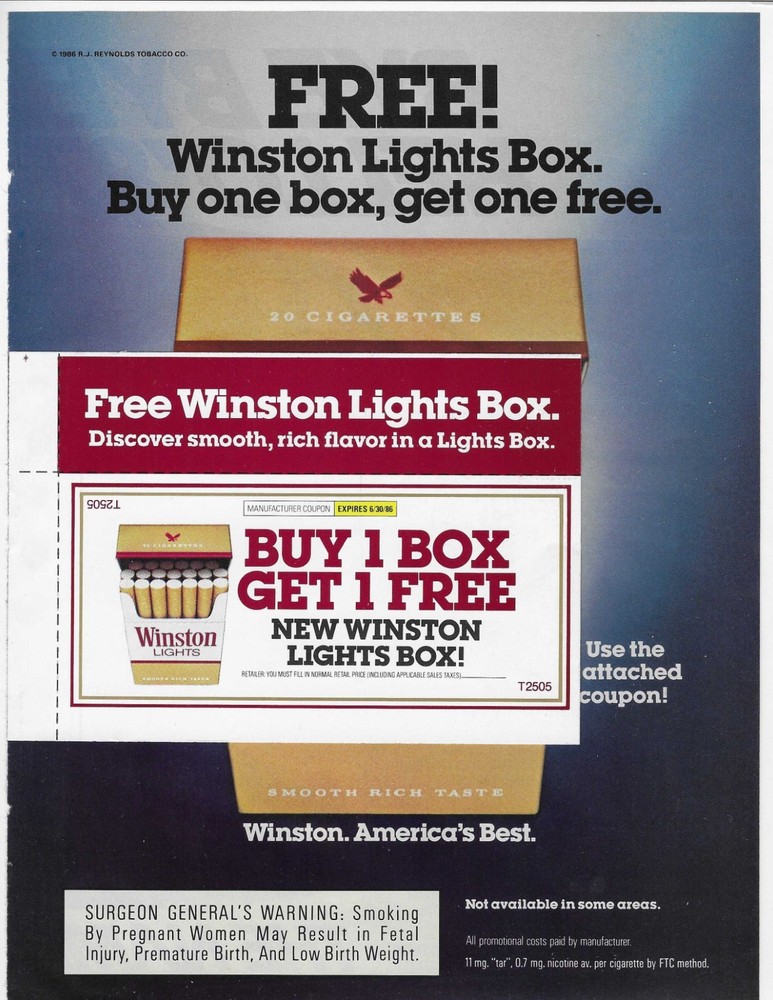 Winston Lights Box Cigarettes Original Print Ad