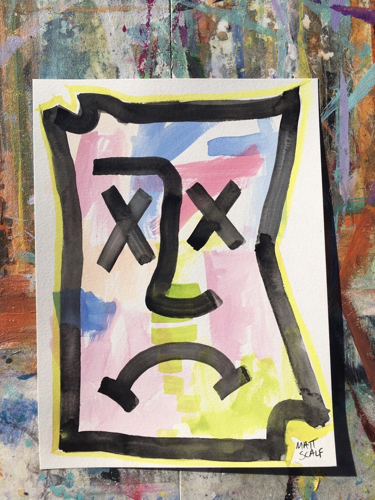 Matt Scalf Portrait Face Abstract ORIGINAL PAINTING Street Modern Graffiti 9x12
