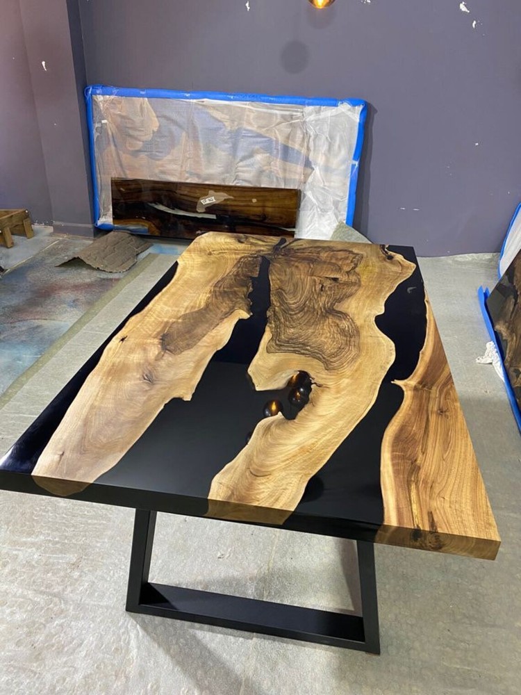 Made to Order Table, Custom Black Epoxy Table, Walnut Epoxy Resin Table Decor