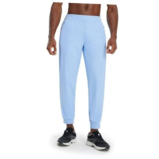 Men's Light Blue Stretch Golf Joggers with Zip Pockets XXL