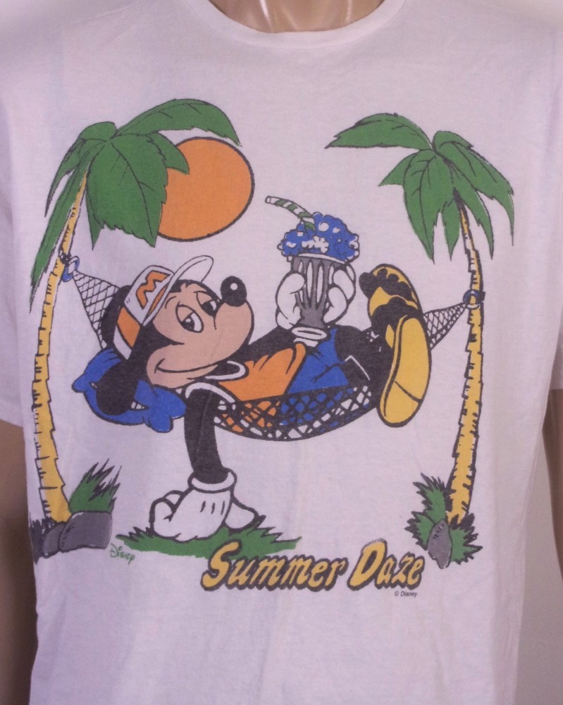 vintage EUC Junk Food Disney Mickey Mouse T-Shirt Summer Daze SZ L