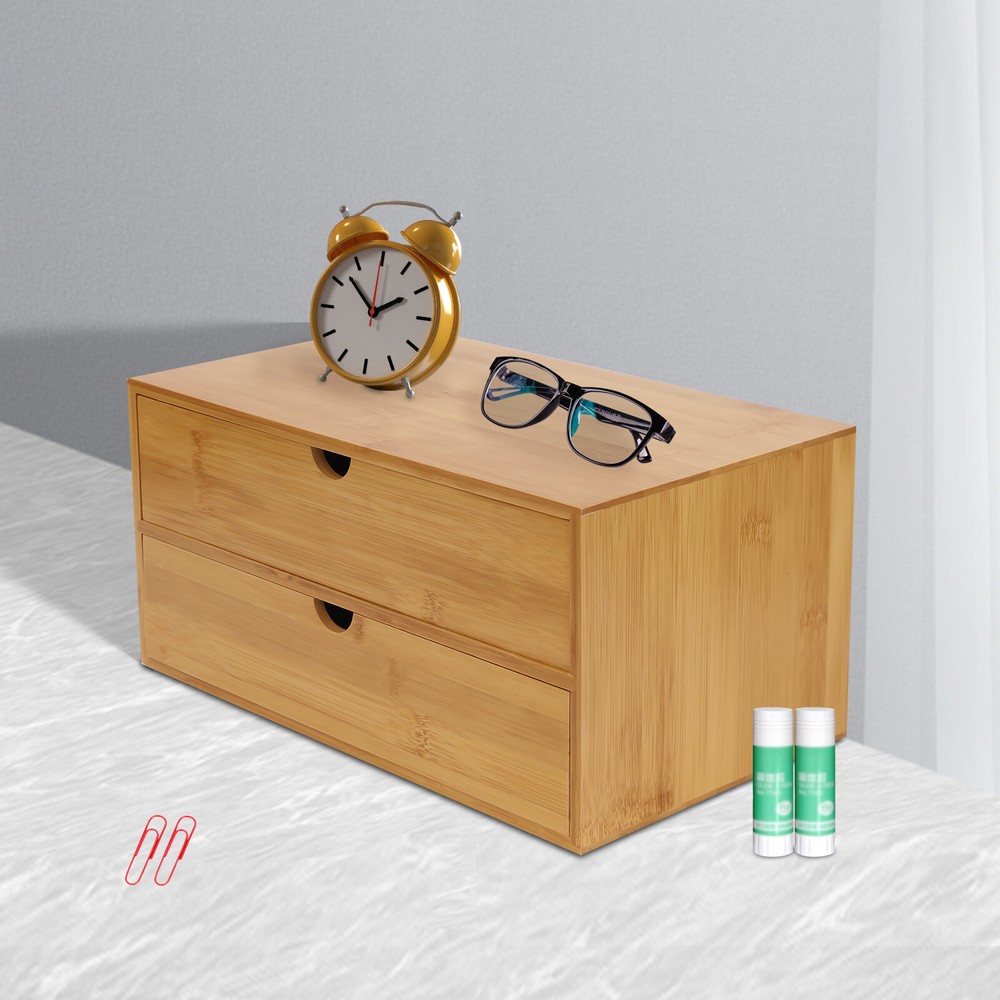 Bamboo Desk Organizer Drawers for Office Tabletop Storage and Organization