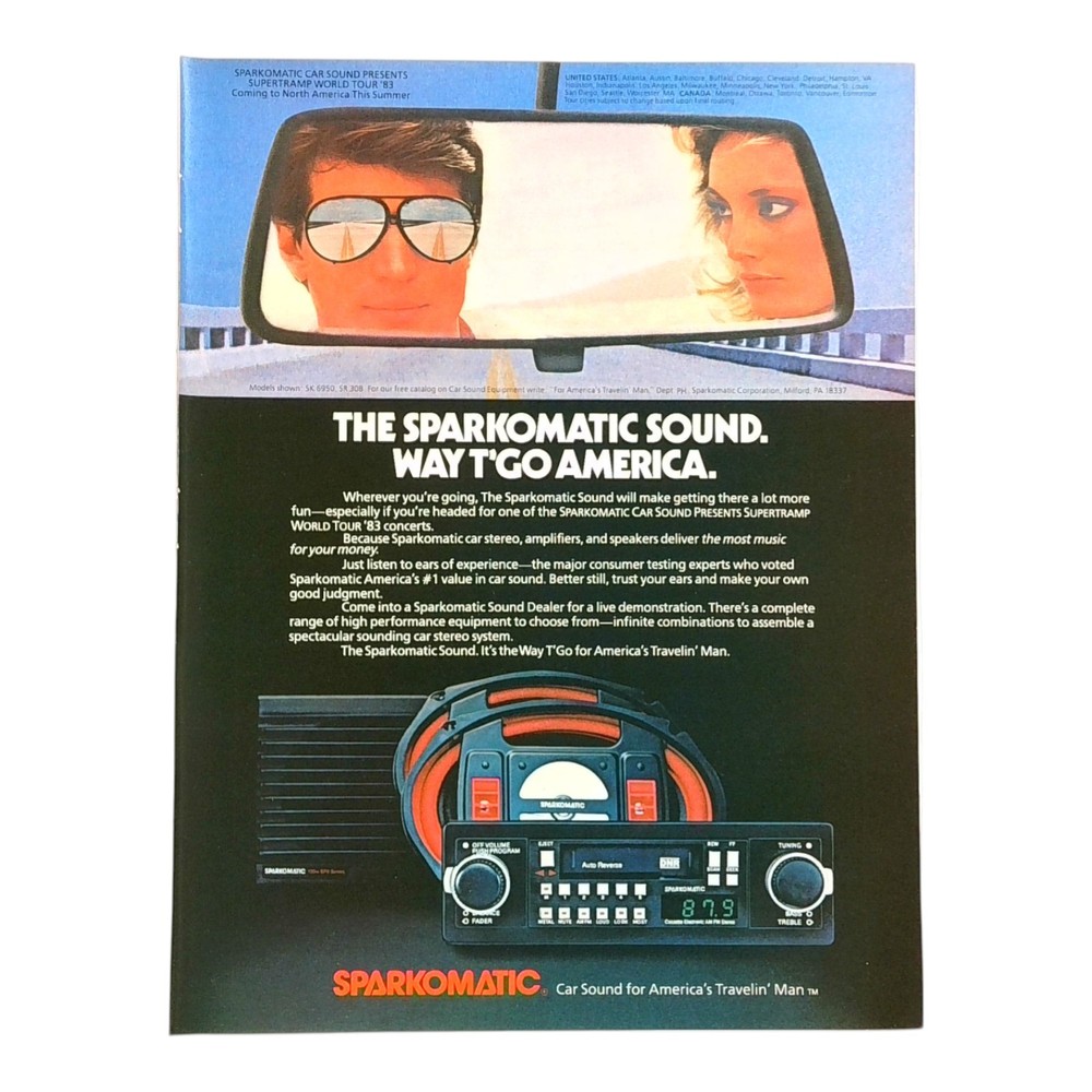 Vintage Sparkomatic Car Sound System Magazine Ad 1970s 1980s Original Excalibur
