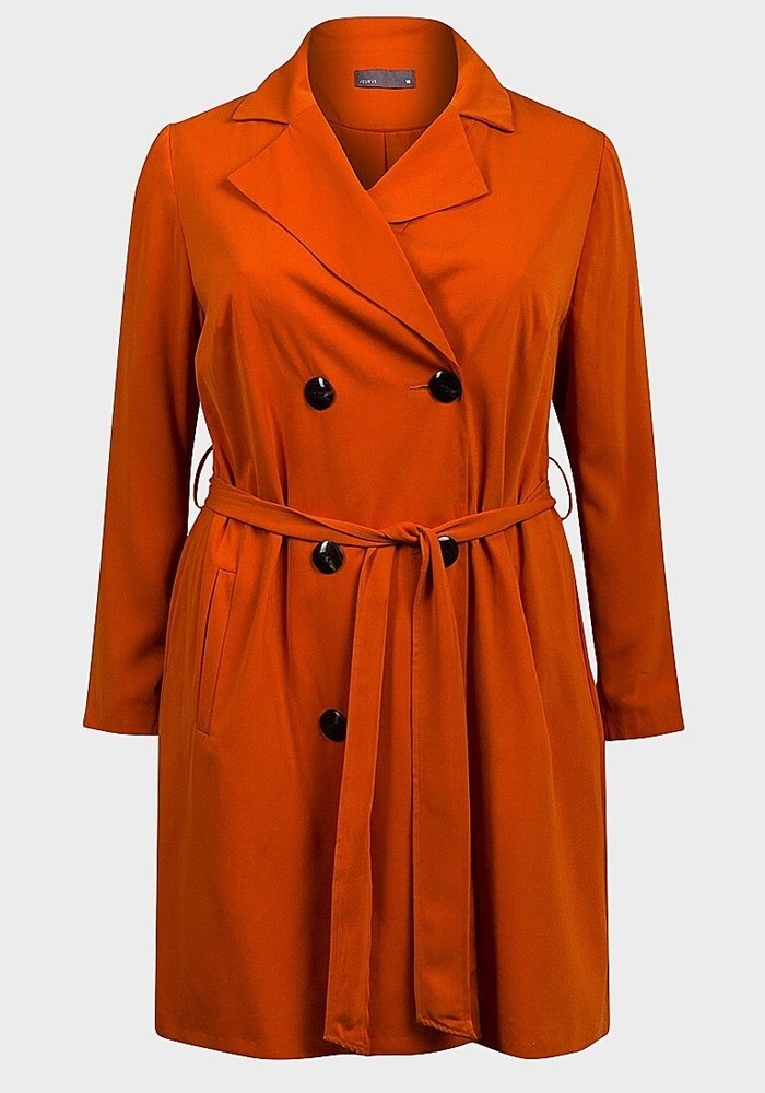 Orange Belted Over Coat Mid Length Rust Double Breasted Mac BNWT UK Size 24