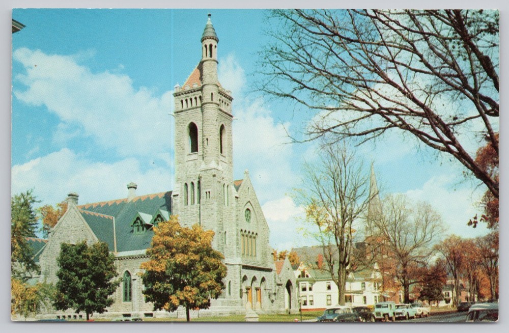 St Johnsbury Vermont, Main Street North Congregational Church, Vintage Postcard