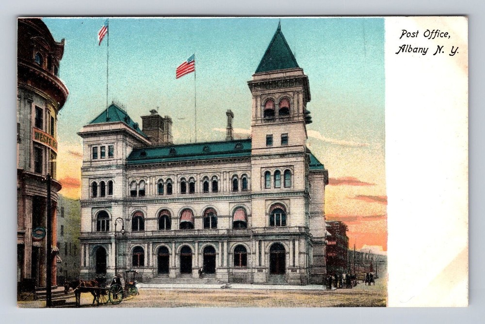 Albany NY- New York, United States Post Office, Antique, Vintage Postcard