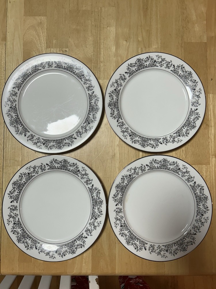 Set of 4 Elegant Noritake Geneva Dinner Plates