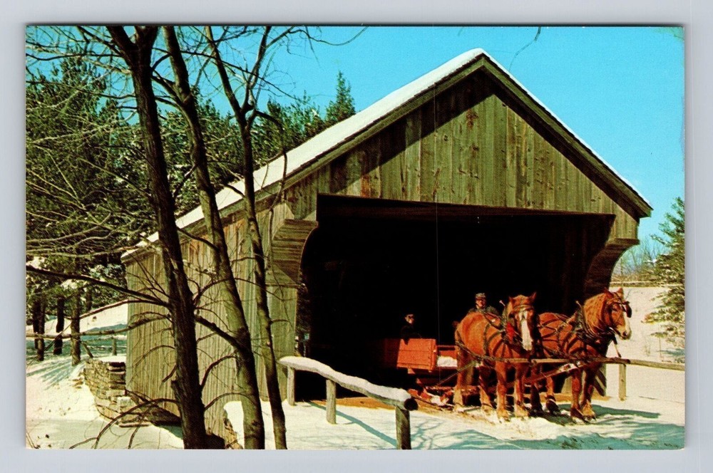 Dummerston VT-Vermont, Covered Bridge, Antique, Vintage Souvenir Postcard