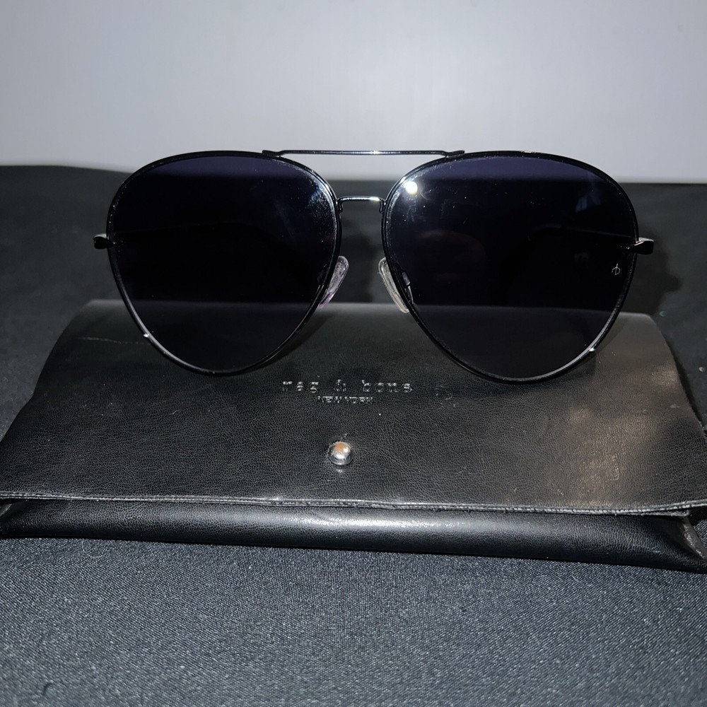 Rag&Bone RNB1006/S 807 9O Black Womens Black Tinted Aviator Sunglasses Polarized