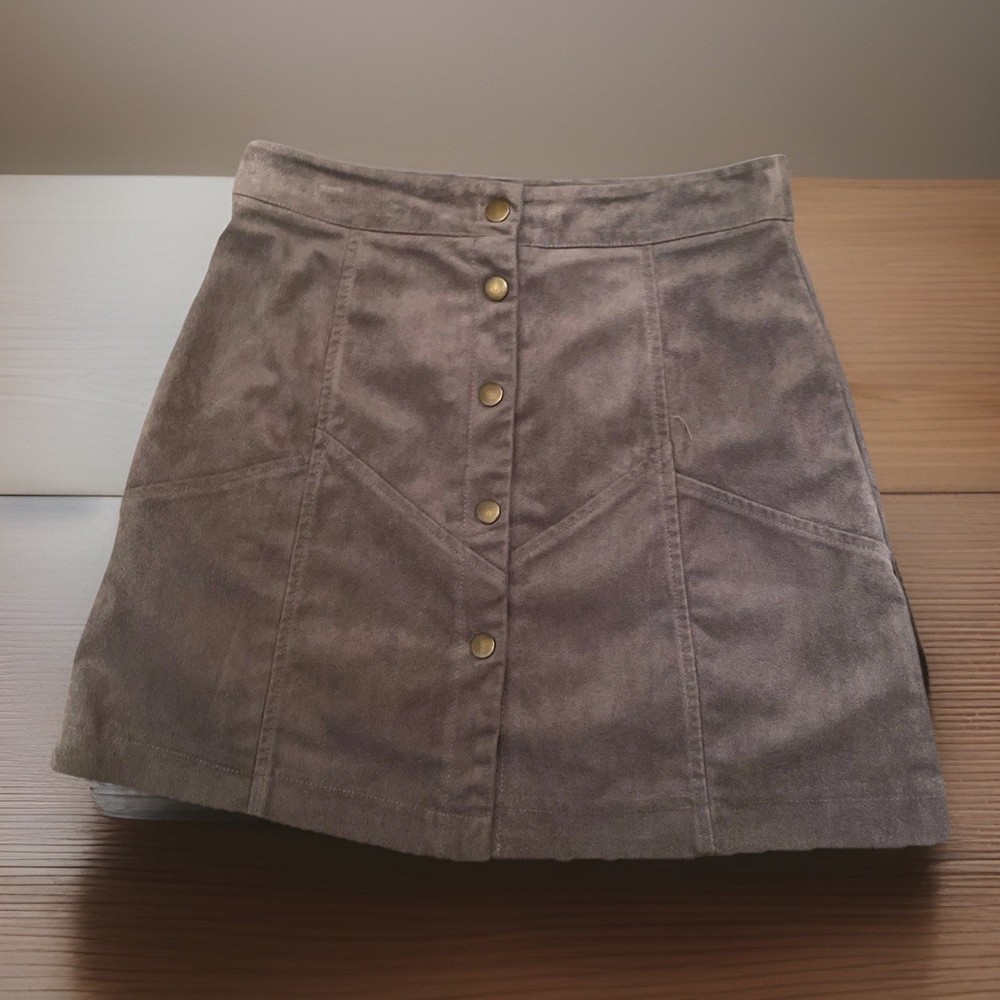 Dark Green Button-Front Mini Skirt Size Small She and Sky Retro Festival