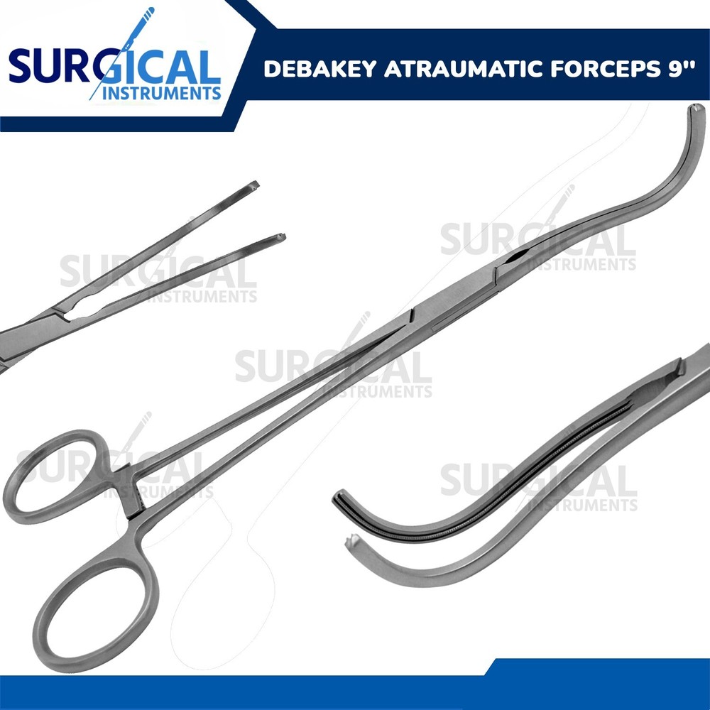 Debakey Atraumatic Clamp Forceps 9'' Surgical Vascular Instrument German Grade