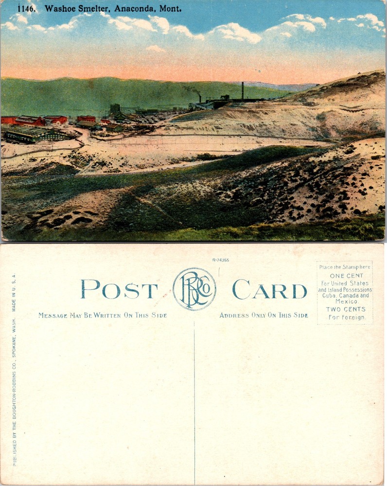 Washoe Smelter Anaconda Montana Postcard