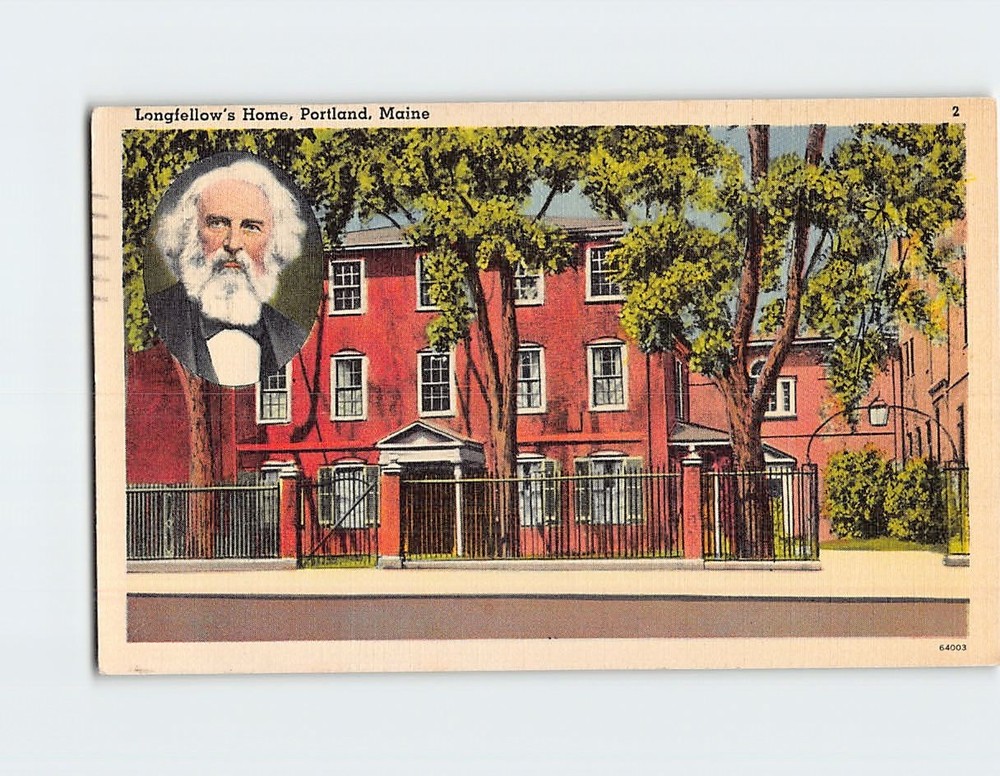Postcard Longfellow's Home Portland Maine USA