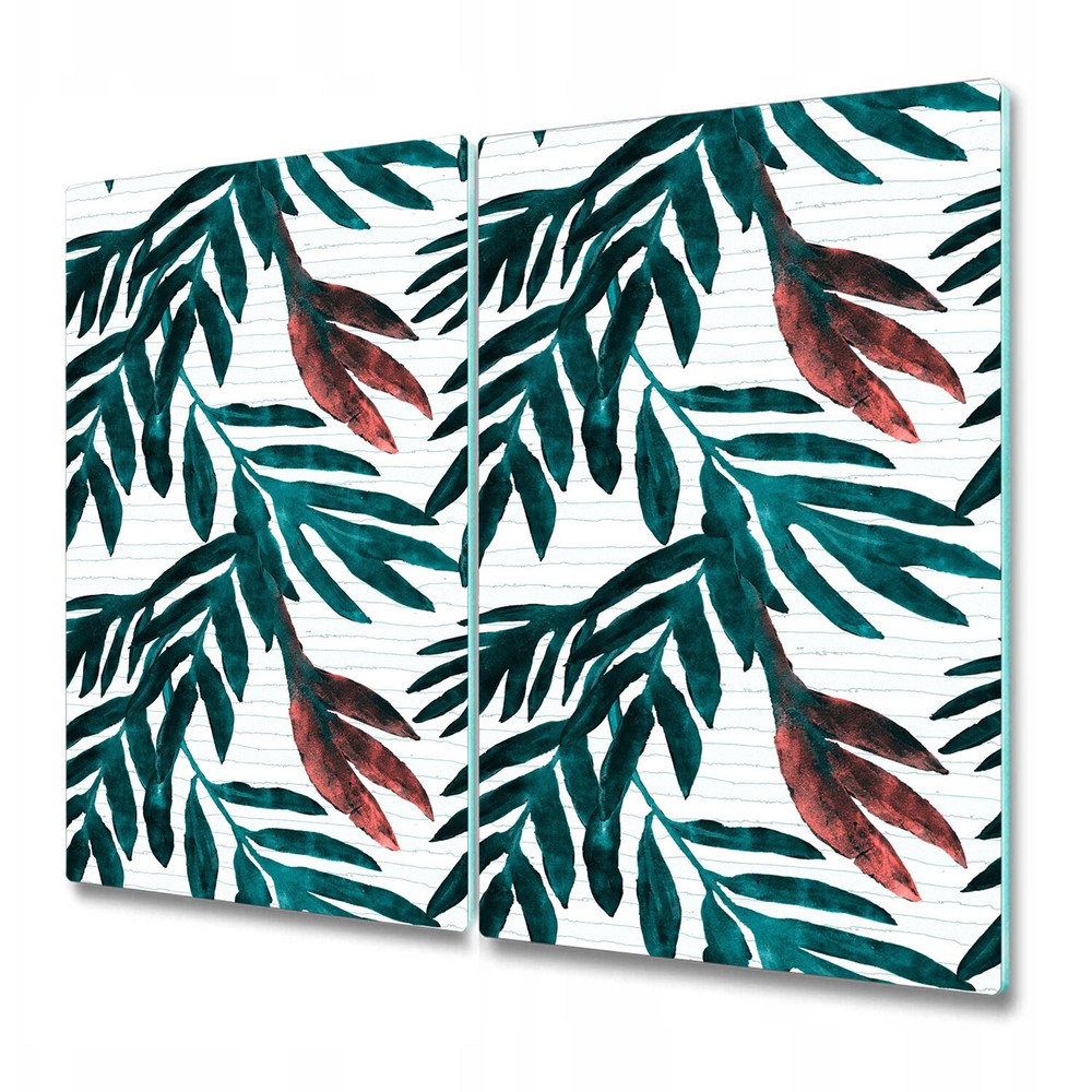 Glass Kitchen Chopping Cutting Board Painted Leaf Watercolour Leaves art 2x30x52
