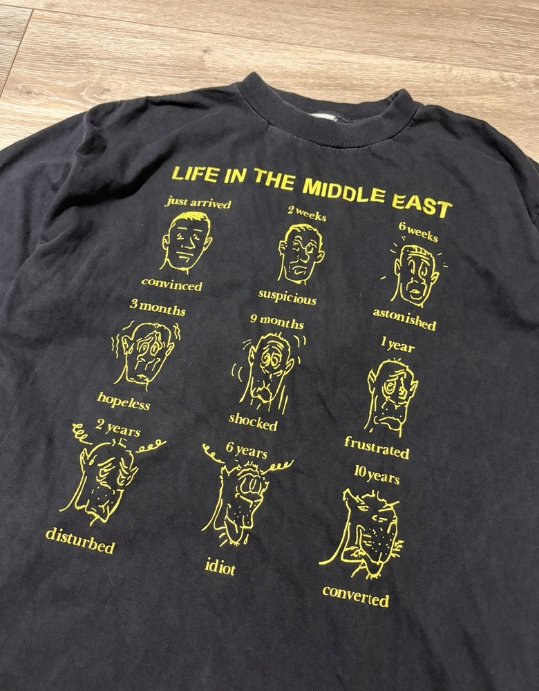 VTG Middle East Graphic Humor Tee Size XL Black Funny Joke