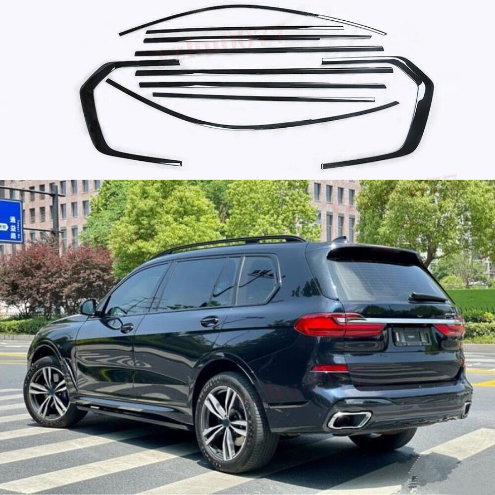Stainless steel Black Car Side Window Strip Cover Trim 10PC For BMW 2019-2022 X7