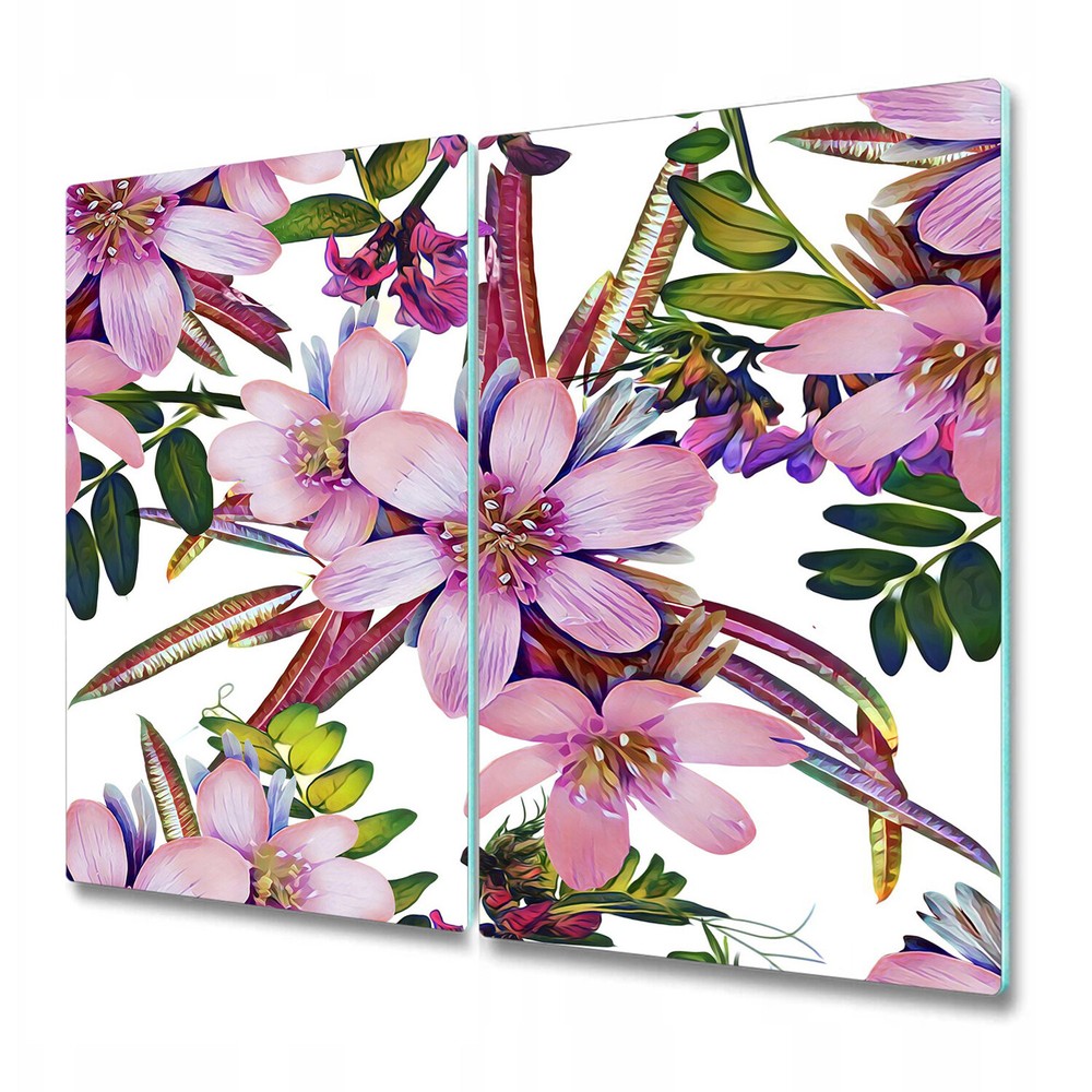 Glass Surface Protector Worktop saver Pink Flowers  Floral Delicate Art  2x30x52
